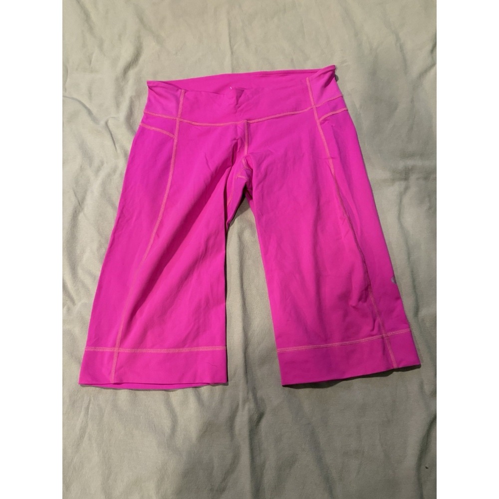 Lululemon Leggings Clam Digger‎ Wide Crop Workout Bottom Size 10 Hot Pink